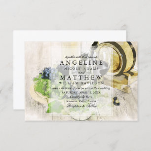 Rustikaler Wein Weintrauben Einladung Hochzeit