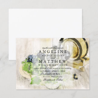 Rustikaler Wein Weintrauben Einladung Hochzeit