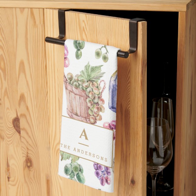 Rustikaler Weinkäse Weintrauben Geschirrtuch (Drittel gefaltet)