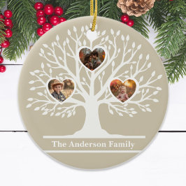 Rustikaler Weiß 3 Foto Familienbaum Personalisiert Keramik Ornament