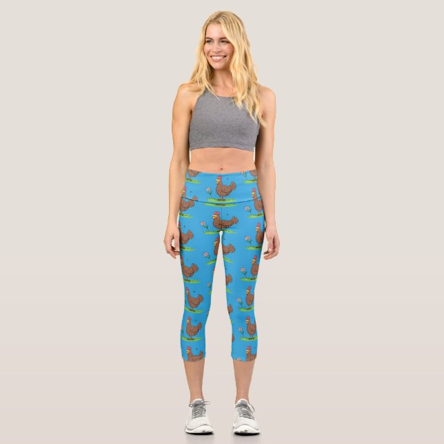 Rustikaler, weißer Cartoon Capri Leggings (Vorderseite)