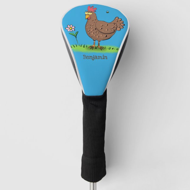 Rustikaler, weißer Cartoon Golf Headcover (Vorderseite)