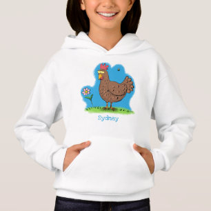 Rustikaler, weißer Cartoon Hoodie