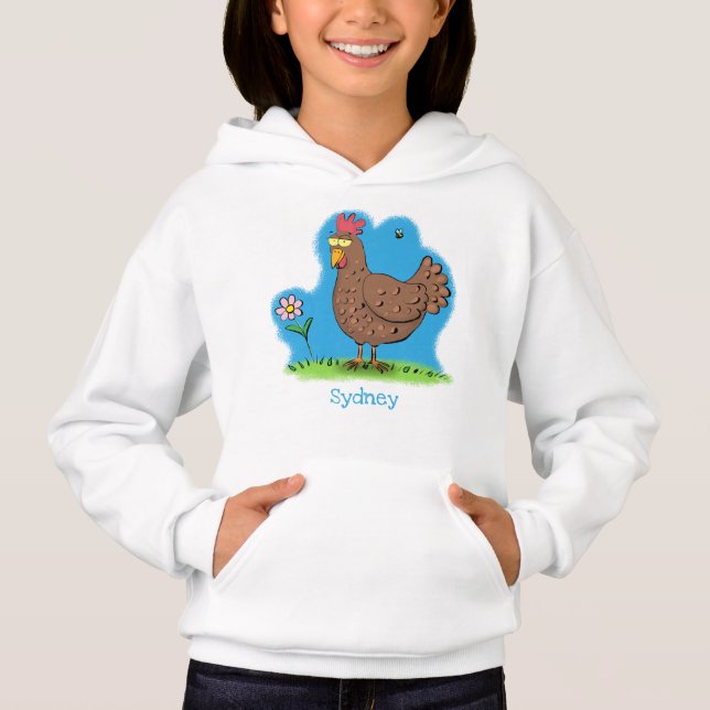 Rustikaler, weißer Cartoon Hoodie (Vorderseite)