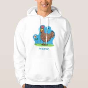 Rustikaler, weißer Cartoon Hoodie