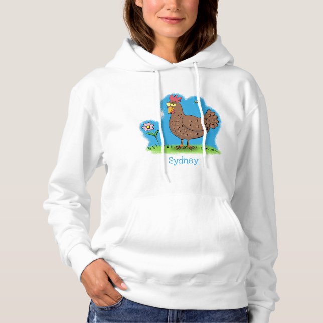 Rustikaler, weißer Cartoon Hoodie (Vorderseite)