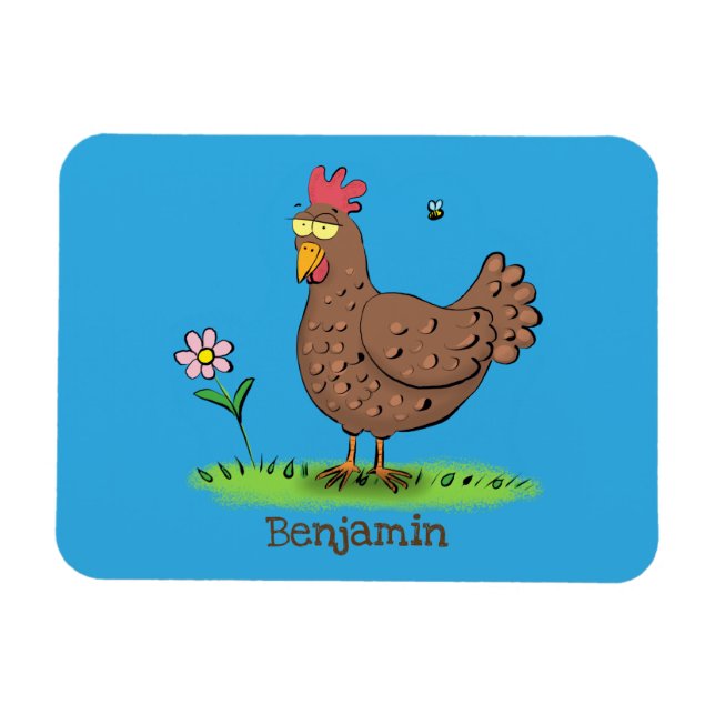 Rustikaler, weißer Cartoon Magnet (Horizontal)