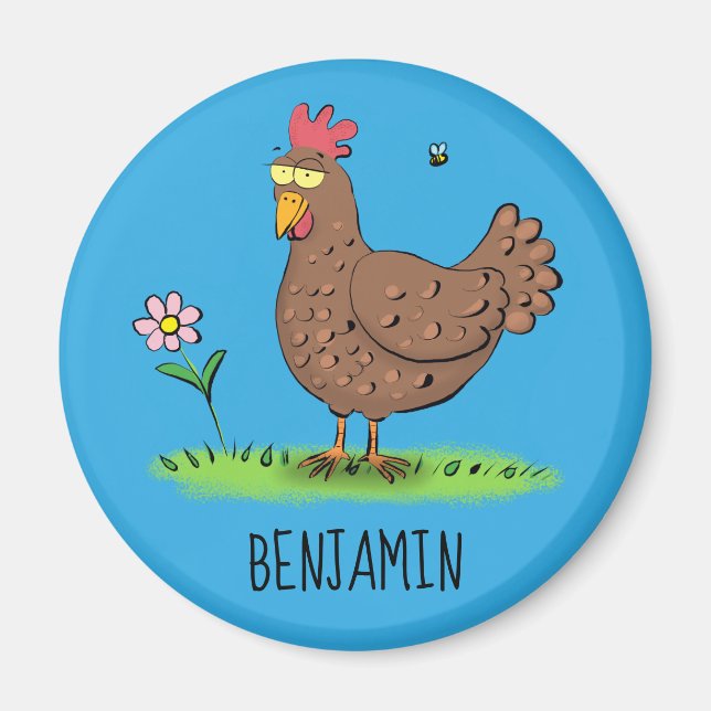 Rustikaler, weißer Cartoon Magnet (Vorne)
