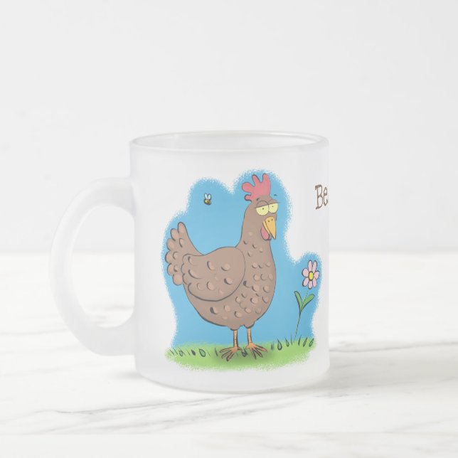 Rustikaler, weißer Cartoon Mattglastasse (Links)