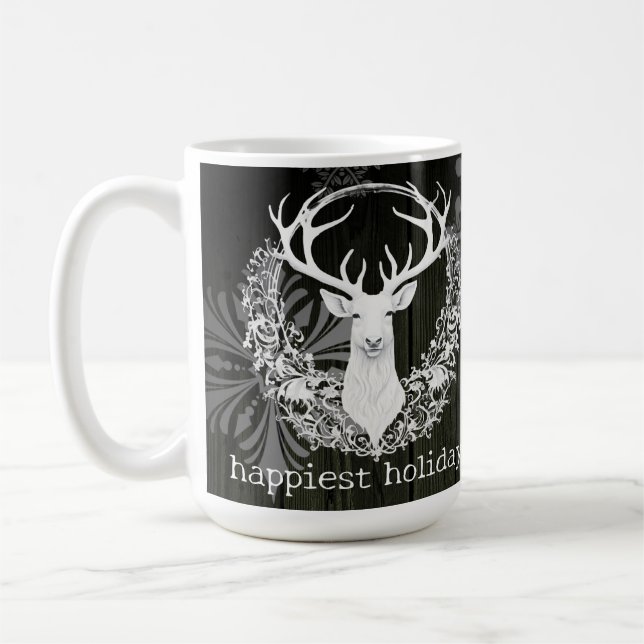 Rustikaler Weißer Rentier | Green Kaffeetasse (Links)