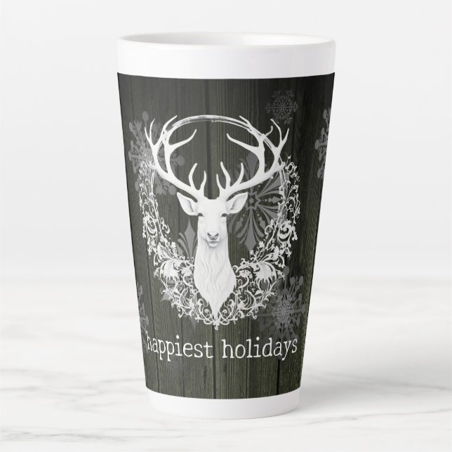Rustikaler Weißer Rentier | Green Milchtasse (Vorderseite)
