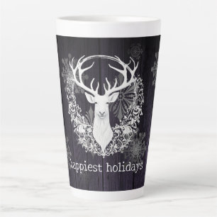 Rustikaler Weißer Rentier   Lila Milchtasse