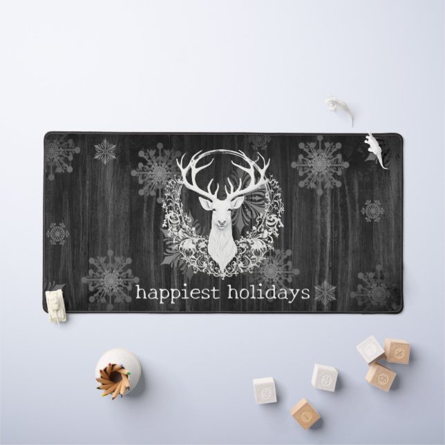 Rustikaler Weißer Rentier Schreibtischunterlage (Kindertisch)