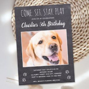 Rustikaler Welpenhund Geburtstagsparty Foto Einladung