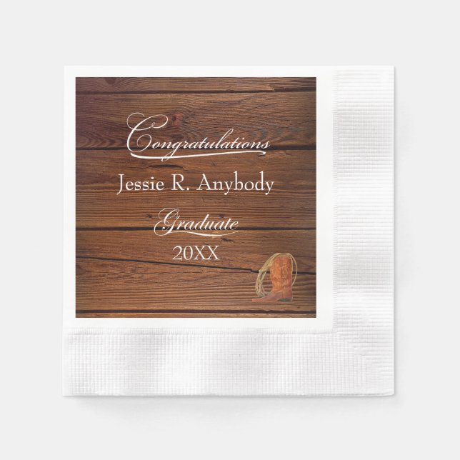 Rustikaler Western Abschluss Paper Napkin Serviette (Vorderseite)