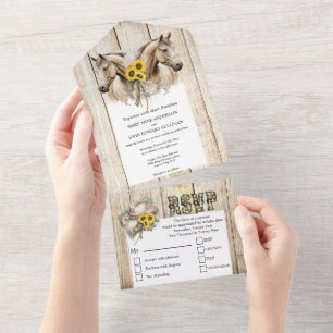 Rustikaler Western Aquarellpferde All In One Einladung