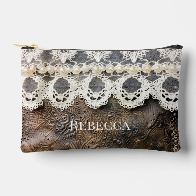 Rustikaler Western aus geschliffenem Leder und ant Zubehörtasche (Vorderseite)