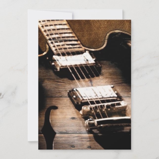 Rustikaler Western aus Stallholz Country Gitarre Einladung (Vorderseite)