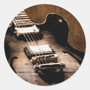 Rustikaler Western aus Stallholz Country Gitarre Runder Aufkleber