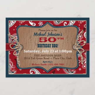 Rustikaler Western Bandanna Print Cowboy Geburtsta Einladung