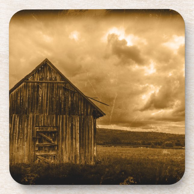 rustikaler Western Bauernhof Alte Scheune Untersetzer (Vorderseite)
