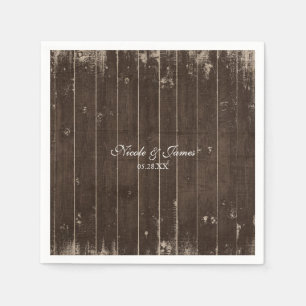 Rustikaler Western bedrückte Holzhochzeit Serviette