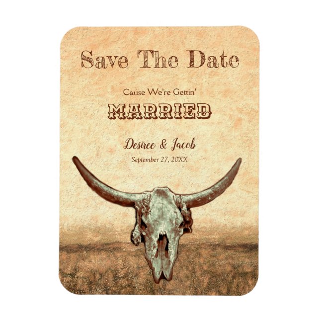Rustikaler Western Beige Save the Date Magnet (Vertikal)