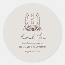 Rustikaler Western Boho Horseshoe Wedding Vielen D Runder Aufkleber