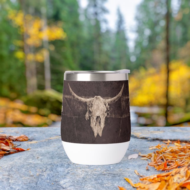 Rustikaler Western Braun Beige Alte Bullschädel Mo (Außenbereich)