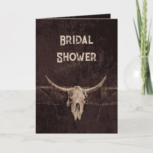 Rustikaler Western Brown Bull Skull Einladung (Vorderseite)
