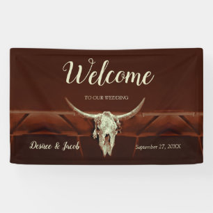 Rustikaler Western Brown Country Bull Skull Willko Banner
