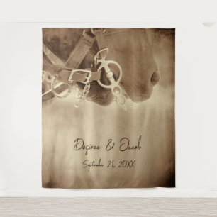 Rustikaler Western Brown Horse Fotoshop Hintergrun Wandteppich