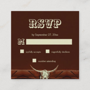 Rustikaler Western Bull Skull Wedding RSVP Begleitkarte