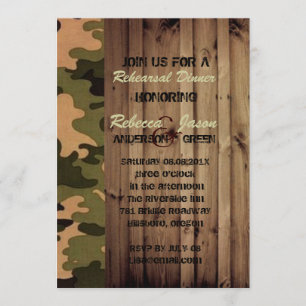 rustikaler Western Camouflage Hochzeitsessen Probe Einladung