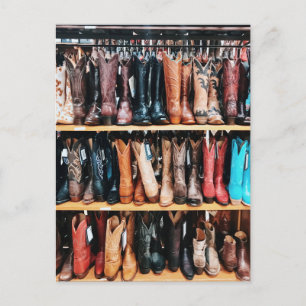 Rustikaler Western Country Cowboy Boots Fotografie Postkarte