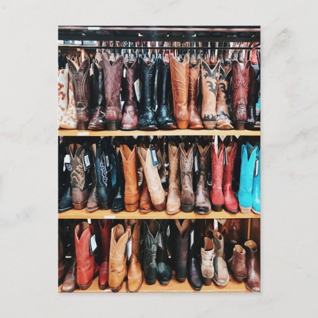 Rustikaler Western Country Cowboy Boots Fotografie Postkarte (Vorderseite)