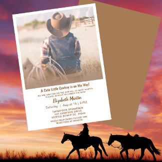 Rustikaler Western Cowboy Babydusche Einladung