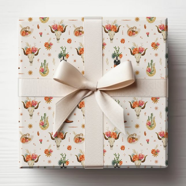 Rustikaler Western Cowboy Geschenkpapier (Rustic Western Cowboy Themed Wrapping Paper by Painted Paperie
)