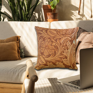 rustikaler Western Cowboy mit handgefertigtem Lede Kissen