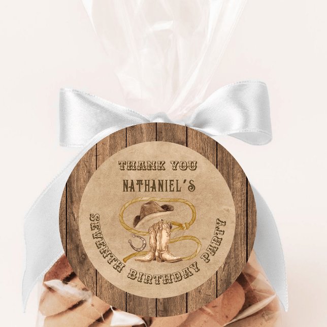 Rustikaler Western Cowboy Sie werden gewollt Runder Aufkleber (Von Creator hochgeladen)