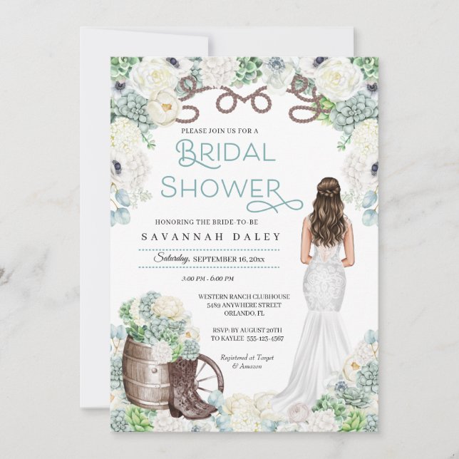 Rustikaler Western Cowgirl Boots Brautparty Einladung (Vorderseite)