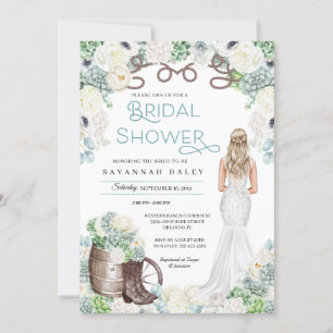 Rustikaler Western Cowgirl Boots Brautparty Einladung