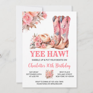 Rustikaler Western Cowgirl Geburtstagsparty Einladung