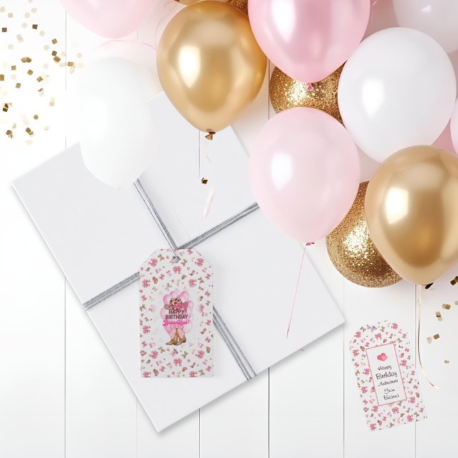 Rustikaler Western Cowgirl Happy Birthday Girly Geschenkanhänger (Von Creator hochgeladen)