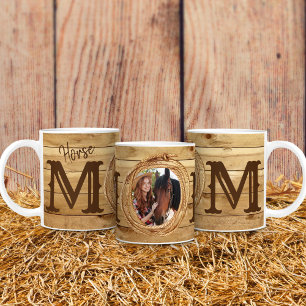 Rustikaler Western Cowgirl Horse Mama Foto Kaffeetasse