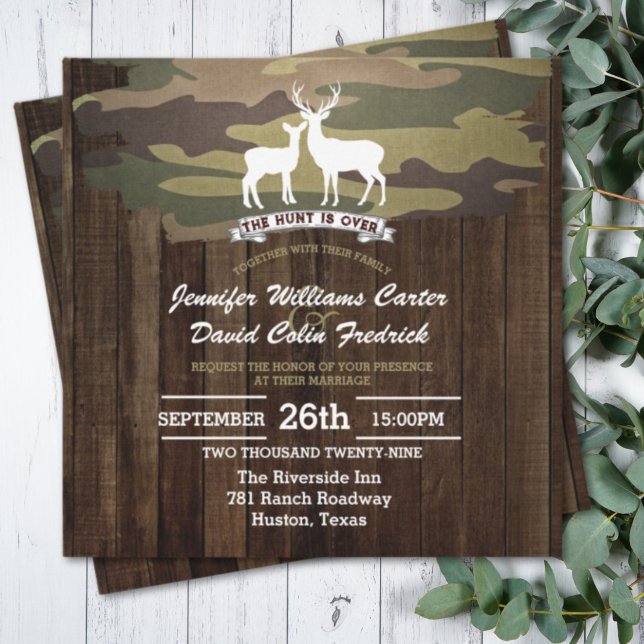 Rustikaler Western die Jagd ist über Camouflage Ho Einladung (Rustic Western The Hunt Is Over Camouflage Wedding Invitation)