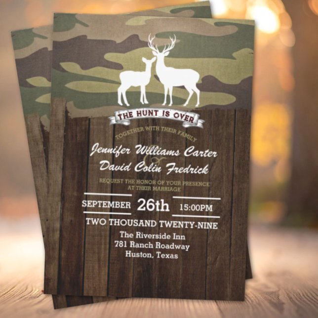 Rustikaler Western die Jagd ist über Camouflage Ho Einladung (Rustic Western The Hunt Is Over Camouflage deer Wedding Invitation)