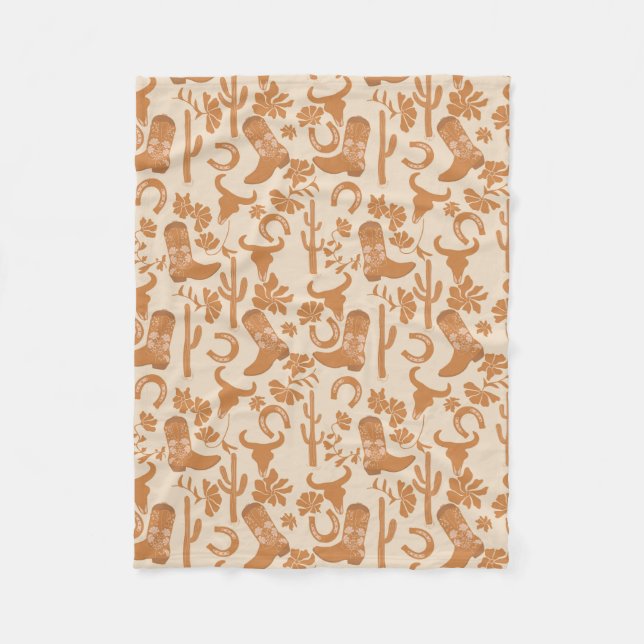 Rustikaler Western Earth Tone Country Cowboy Boots Fleecedecke (Vorderseite)