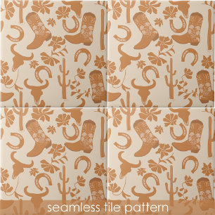 Rustikaler Western Earth Tone Country Cowboy Boots Fliese