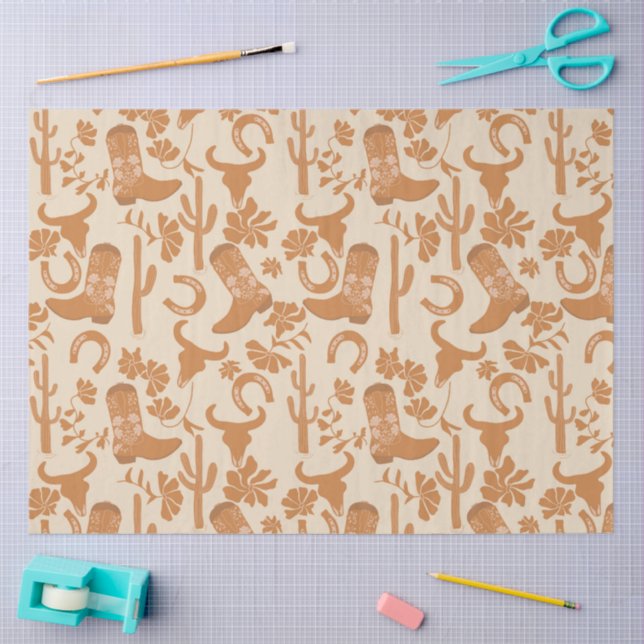 Rustikaler Western Earth Tone Country Cowboy Boots Seidenpapier (Basteln)